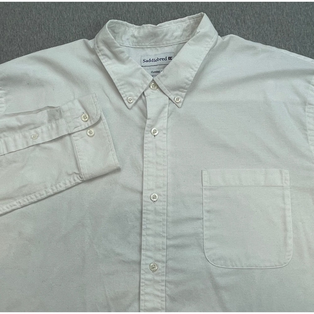 Saddlebred Shirt Mens XXL White Cotton Blend Classic Fit Button-Down